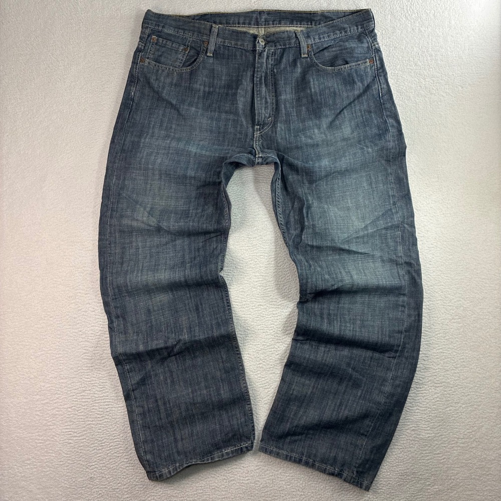 Levis‎ 569 Loose Straight Jeans Men 40x32 Blue Faded Skater Baggy Whiskered